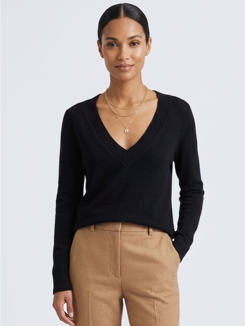 Take Out black v-neck pullover